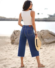 LUVAMIA Women's Comfy Denim High Waist Vintage Wide Leg Capri Jeans
