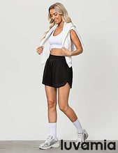 LUVAMIA Women's Brief High-Waisted Elastic-Waist Athletic Wide-Leg Shorts