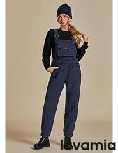 Women's No Stretch Adjustable Fleece Overalls Casual Jumpsuits With Pockets