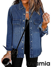 luvamia 2025 Jean Jackets for Women Fashion Oversized Button Down Denim Jacket Western Fall Shacket Jacket with Pockets