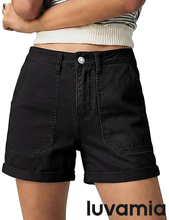 luvamia FleXclusive Jean Shorts for Women High Waisted Cuffed Stretchy Denim Shorts