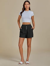 2025 Women's Relaxed Lightweight Shorts with Elastic Waistband and Front Button