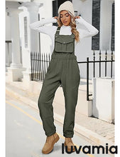 Women's No Stretch Adjustable Fleece Overalls Casual Jumpsuits With Pockets