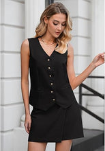 LUVAMIA Women's Business Vest Suit Set Sleeveless Blazer Skirt Outfit Workwear Matching