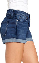 luvamia Women's Ripped Denim Jean Shorts Mid Rise Stretchy Folded Hem Short Jeans