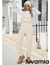 Women's No Stretch Adjustable Fleece Overalls Casual Jumpsuits With Pockets