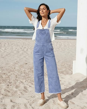 luvamia FleXclusive Denim Overalls for Women Wide Leg Capri Jean Jumpsuit Loose Fit Summer Stretchy Bib Overall Embroidered Raw Hem