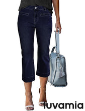 luvamia Capri Jeans for Women High Waisted Slim Straight Stretchy Denim Capris Pants Welt Pockets Casual Cropped Jeans