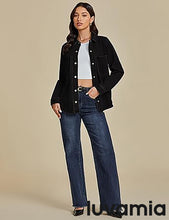 LUVAMIA Women's Relaxed Fit  Denim Slim Regular Pocket Jean Jacket Coat