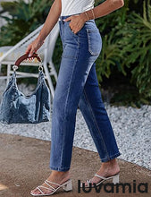 luvamia FleXclusive Women's Jeans High Waisted Straight Leg Tummy Control Stretchy Denim Pants Trendy Patch Pocket Trouser Jeans