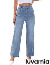 LUVAMIA Women's Wide-leg Jeans High Waist Fashion Jeans Trousers Jeans Versatile Commuter Style