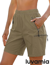 luvamia Hiking Shorts for Women Cargo Pull On Elastic Waist Lightweight Quick Dry Summer Sport Golf 7 Inch Inseam Shorts