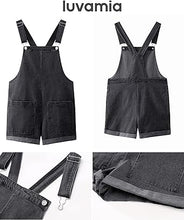 LUVAMIA Women's Denim Jumpsuit Overall Adjustable Sleeveless Stretch Short Romper Jean.