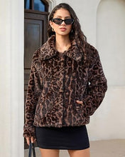 luvamia Women's Leopard Print Faux Fur Jackets Fluffy Furry Winter Coats Cheetah Animal Print Jackets, Oversized, Lapel, Snap Button, Inner Lining, Furry Winter Coats with Pockets, Western Outfits