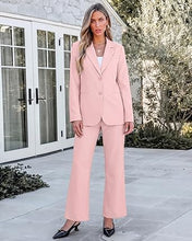 luvamia Pant Suits for Women 2 Piece Sets Business Casual Bootcut Pants Set Buttons Breasted Suit Jackets, High Waisted Bootcut Pants, 29" Inseam, Professional Office Pantsuits, Fall Teacher Outfits