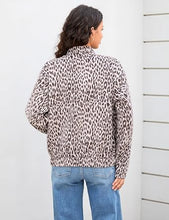 luvamia Women Leopard Print Bomber Jacket Oversized Wool Blend Fall Outfits Brushed, Cheetah, Animal Print Jackets, Stand Collar, Snap Button, Elastic Hem, Winter Coats with Pockets, Western Outfits