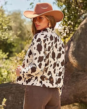 luvamia Faux Suede Cow Print Fall Jackets For Women Cropped Jacket Shacket Faux Leather, Full Lining, Button Down Shackets For Women With Pockets, Oversized Fall Outerwear, Cowgirl Outfits For Women