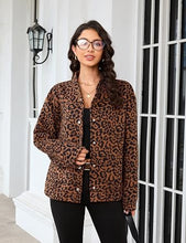 luvamia Women Leopard Print Bomber Jacket Oversized Wool Blend Fall Outfits Brushed, Cheetah, Animal Print Jackets, Stand Collar, Snap Button, Elastic Hem, Winter Coats with Pockets, Western Outfits