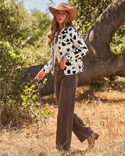 luvamia Faux Suede Cow Print Fall Jackets For Women Cropped Jacket Shacket Faux Leather, Full Lining, Button Down Shackets For Women With Pockets, Oversized Fall Outerwear, Cowgirl Outfits For Women