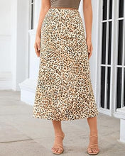 luvamia Women Satin Skirt Leopard Print Maxi Long Stretchy Elastic Skirts Cheetah Animal Print, Bias Cut Skirt, A-Line, High Waisted, Flowy Long Slip Skirts, Elastic Waistband, Fall Outfits for Women