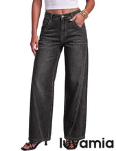 luvamia FleXclusive Wide Leg Jeans for Women High Waisted Stretch Denim Pants Side Seam Trendy, Stretchy, Baggy Straight Leg Jeans, 29.5 Inch Inseam, Angled Seam Detail, Country Concert, Western Outfits for Women