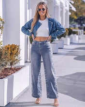 luvamia FleXclusive Wide Leg Rhinestone Jeans for Women High Waist Stretchy Denim Pants Sparkly Bling Jeans, Rhinestone Embellished, Baggy Straight Leg, 29.5" Inch Inseam, Trendy, Party, Night Out, Concert Outfits