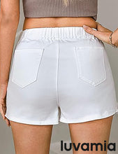 LUVAMIA Denim High Waisted Shorts Skort Stretch Asymmetrical Wrap Skirt