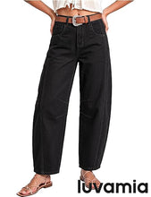 luvamia FleXcLusive Barrel Jeans Women Trendy High Waisted Wide Leg Baggy Denim Pants Adjustable Back Cinched Waist, Front Seam Jeans, Ankle Length, Stretchy Jeans for Women, 28 Inch Inseam, Casual Fall Outfit
