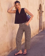 luvamia Barrel Jeans Women Deer Print High Waisted Patterned Denim Pants Knee Darts, 27.5" Inseam, Stretchy, Patterned Pants, Deer Fawn Print, Baggy Jeans Y2K, Speckled Dots, Concert Outfits Women