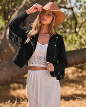 luvamia Fringe Jackets For Women Trendy Cropped Faux Suede Jacket Women Faux Leather Fall Jackets For Women, Full Lining, Zip Up, Tassel Cowgirl Jacket, Country Concert, Western Outfit For Women