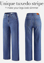 luvamia FleXclusive Straight Leg Jeans for Women High Waisted Tuxedo Stripe Denim Pants 29" Inseam, Stretchy Jean Pants, Tuxedo Stripe On The Side, Relaxed Fit Jeans With Design, 90s Style, Concert Outfits Women