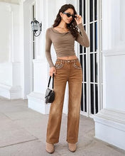 luvamia FleXcLusive Wide Leg Jeans for Women High Waisted Leopard Patchwork Denim Pants Stretchy, Baggy Straight Leg, 29.5" Inseam, Leopard Trimmed Waist & Front Pockets, Cheetah Print Back Pockets, Western Outfit