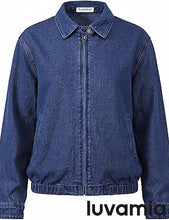 luvamia Oversized Jean Jacket Women Zip Up Bomber Denim Jacket Fall Outfits Modern Bomber Silhouette, Loose Fall Jackets, Elasticized Hem, Button-Tab Collar, Dropped Shoulders, Trendy Western Outfits