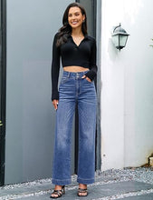 luvamia FleXcLusive Wide Leg Jeans for Women Trendy High Waisted Stretchy Denim Pants Wide Leg Pants, High Rise, 29.5" Inseam, 90s, Baggy Straight Leg Jeans, Stretch, Button Front, Western Denim Outfit for Women