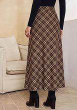luvamia Plaid Maxi Skirts for Women Trendy A-Line Long Skirt with Side Slit Vintage Plaid Pattern, Back Elastic Waist, Flattering A-Line, High Waisted Skirts, Ankle-Length, Fall Outfits, Holiday Party