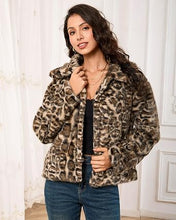 luvamia Women's Leopard Print Faux Fur Jackets Fluffy Furry Winter Coats Cheetah Animal Print Jackets, Oversized, Lapel, Snap Button, Inner Lining, Furry Winter Coats with Pockets, Western Outfits