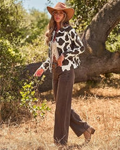 luvamia Faux Suede Cow Print Fall Jackets For Women Cropped Jacket Shacket Faux Leather, Full Lining, Button Down Shackets For Women With Pockets, Oversized Fall Outerwear, Cowgirl Outfits For Women