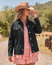 luvamia Jean Jacket Women Button Down Long Sleeve Oversized Denim Jackets Casual Jackets for Women Trendy, 2 Functional Side Pockets, No Stretch, Western Fall Outfits, Country Concert Outfits