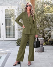 luvamia Pants Suits Women 2 Piece Double Breasted Business Casual Outfits Classic Notch Lapel, Wide Leg Pants, Structured Shoulders, Professional Dressy Pantsuit Set, Office Chic, 2026 Fall Fashion
