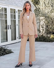 luvamia Pant Suits for Women 2 Piece Sets Business Casual Bootcut Pants Set Buttons Breasted Suit Jackets, High Waisted Bootcut Pants, 29" Inseam, Professional Office Pantsuits, Fall Teacher Outfits