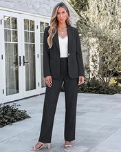 luvamia Pant Suits for Women Dressy 2 Piece Sets Business Casual Pants Set Single Button Blazers, Notch Collar, High Waisted Pants, 29" Inseam, Adjustable Dual Button Waistband, Elegant Office Outfits