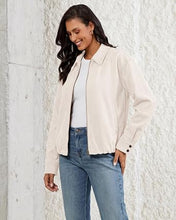 luvamia Faux Suede Jackets for Women Oversized Fall Coats Cropped Outerwear Zip Up, Long Sleeve, Slash Pockets, Modern Western Boho, Lapel Collar, Oversized Bomber Jacket, Drop Shoulder, Gathered Hem