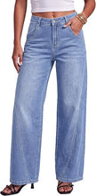 luvamia FleXclusive Wide Leg Jeans for Women High Waisted Stretch Denim Pants Side Seam Trendy, Stretchy, Baggy Straight Leg Jeans, 29.5 Inch Inseam, Angled Seam Detail, Country Concert, Western Outfits for Women