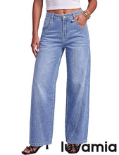 luvamia FleXclusive Wide Leg Jeans for Women High Waisted Stretch Denim Pants Side Seam Trendy, Stretchy, Baggy Straight Leg Jeans, 29.5 Inch Inseam, Angled Seam Detail, Country Concert, Western Outfits for Women