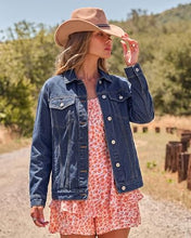 luvamia Jean Jacket Women Button Down Long Sleeve Oversized Denim Jackets Casual Jackets for Women Trendy, 2 Functional Side Pockets, No Stretch, Western Fall Outfits, Country Concert Outfits