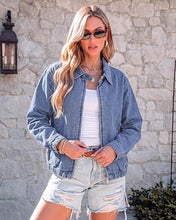 luvamia Oversized Jean Jacket Women Zip Up Bomber Denim Jacket Fall Outfits Modern Bomber Silhouette, Loose Fall Jackets, Elasticized Hem, Button-Tab Collar, Dropped Shoulders, Trendy Western Outfits