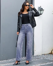 luvamia FleXclusive Wide Leg Rhinestone Jeans for Women High Waist Stretchy Denim Pants Sparkly Bling Jeans, Rhinestone Embellished, Baggy Straight Leg, 29.5" Inch Inseam, Trendy, Party, Night Out, Concert Outfits