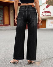 luvamia FleXclusive Wide Leg Jeans for Women High Waisted Stretchy Denim Pants Raw Hem Wide Leg Jeans, 90s Baggy Straight, High Rise, Stretch, 29.5 Inch Inseam, Button Front, Raw Hem, Western Outfit for Women