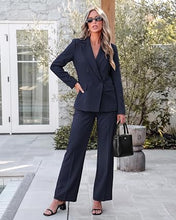 luvamia Pants Suits Women 2 Piece Double Breasted Business Casual Outfits Classic Notch Lapel, Wide Leg Pants, Structured Shoulders, Professional Dressy Pantsuit Set, Office Chic, 2026 Fall Fashion