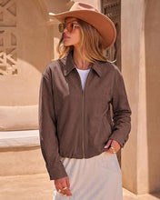 luvamia Faux Suede Jackets for Women Oversized Fall Coats Cropped Outerwear Zip Up, Long Sleeve, Slash Pockets, Modern Western Boho, Lapel Collar, Oversized Bomber Jacket, Drop Shoulder, Gathered Hem